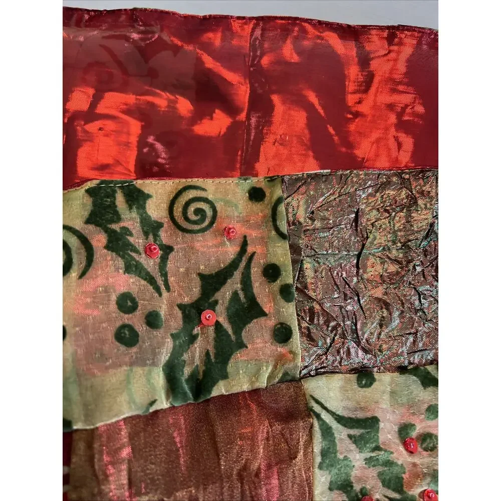 Dept 56 Christmas Table Runner Patchwork Tassels Holiday 70” Department 56
